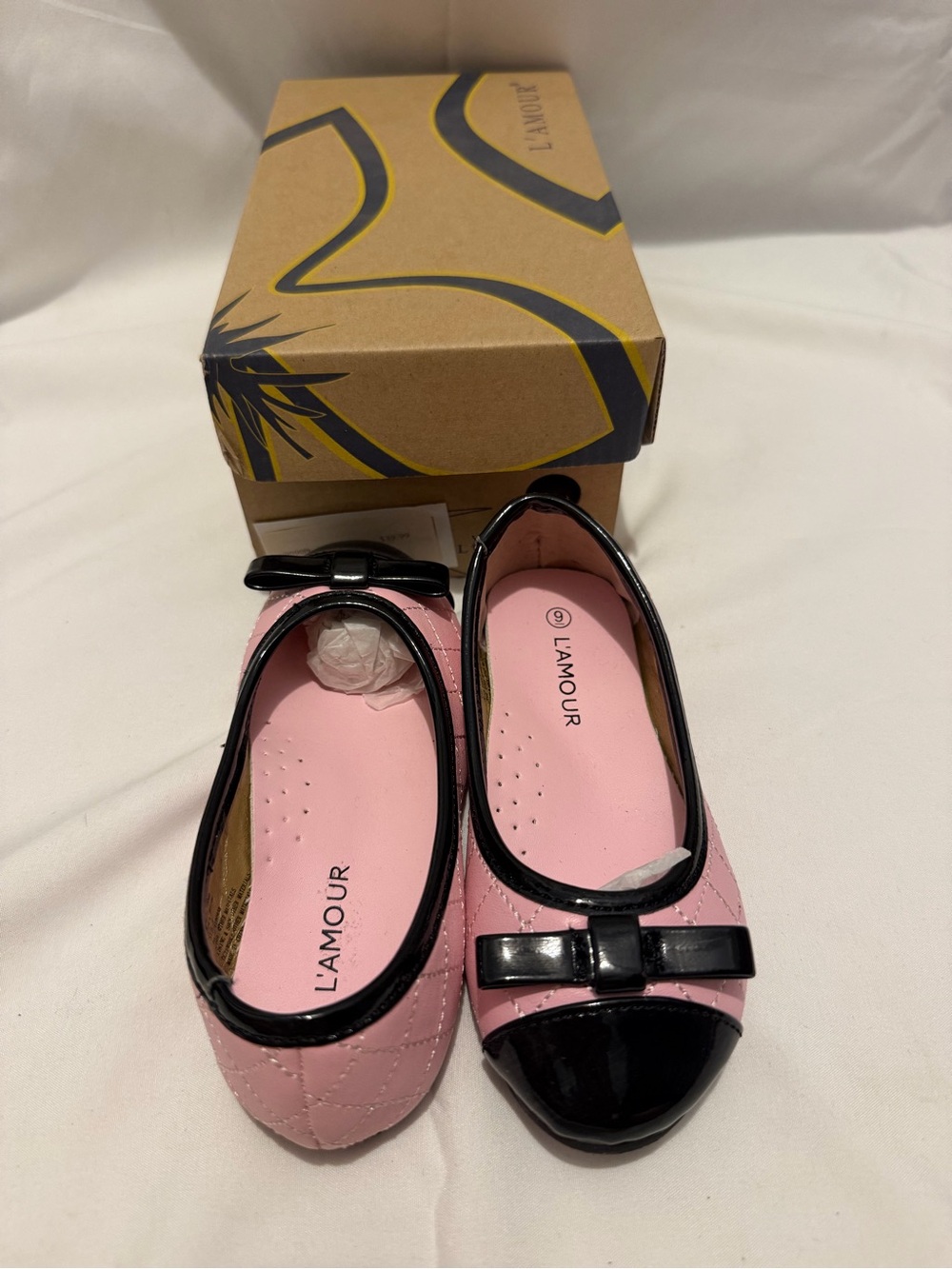 NWT L'Amour Girls Quilted Ballet Flats - Size 9